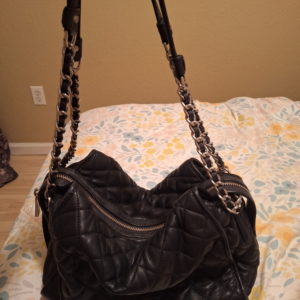 Michael Kors Black Quilted Shoulder Bag with Chain Strap